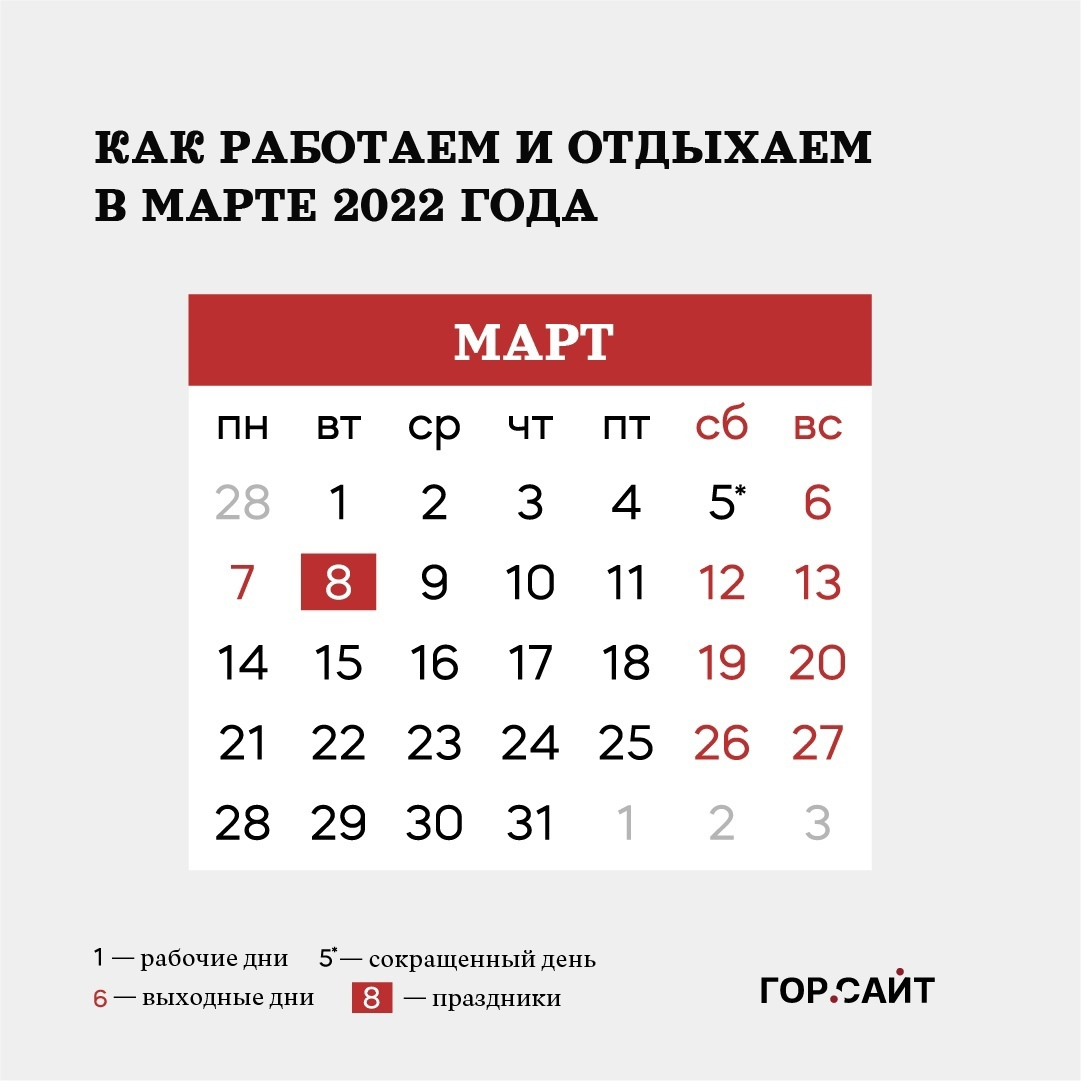 Как будем работать в марте 2022 года | Гор.Сайт